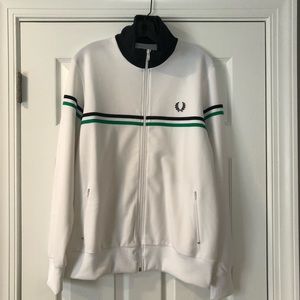 Fred Perry Twin Stripe Track Jacket Large White/Green/Navy